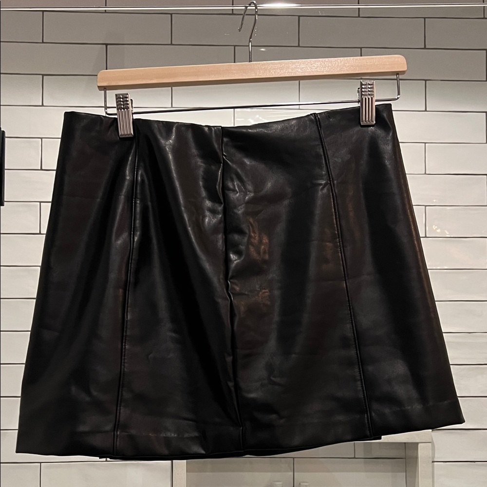 Black vegan leather straight mini skirt from Abercrombie.